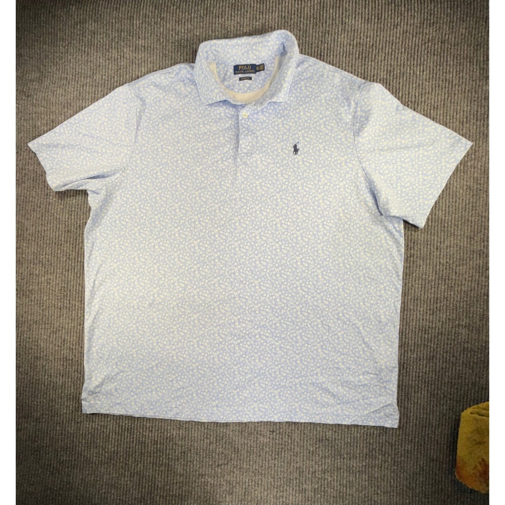 POLO RALPH LAUREN Light BlueFloral/leaf Print Golf Polo Classic Fit Men's szXXL